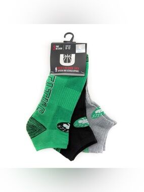 Boston Celtics NBA Men’s Abo Show Socks 3 Pack Basketball Green Black Gray